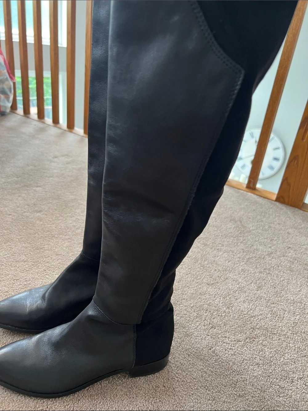 Women's Black Leather Over-the-Knee Boots